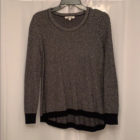 Madewell Sweaters - Madewell Black Waffle Knit Crew Neck Sweater